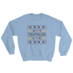 Triathlon Christmas Ugly Sweatshirt - Light Blue