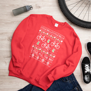 Red Cycling Christmas Sweater Jumper