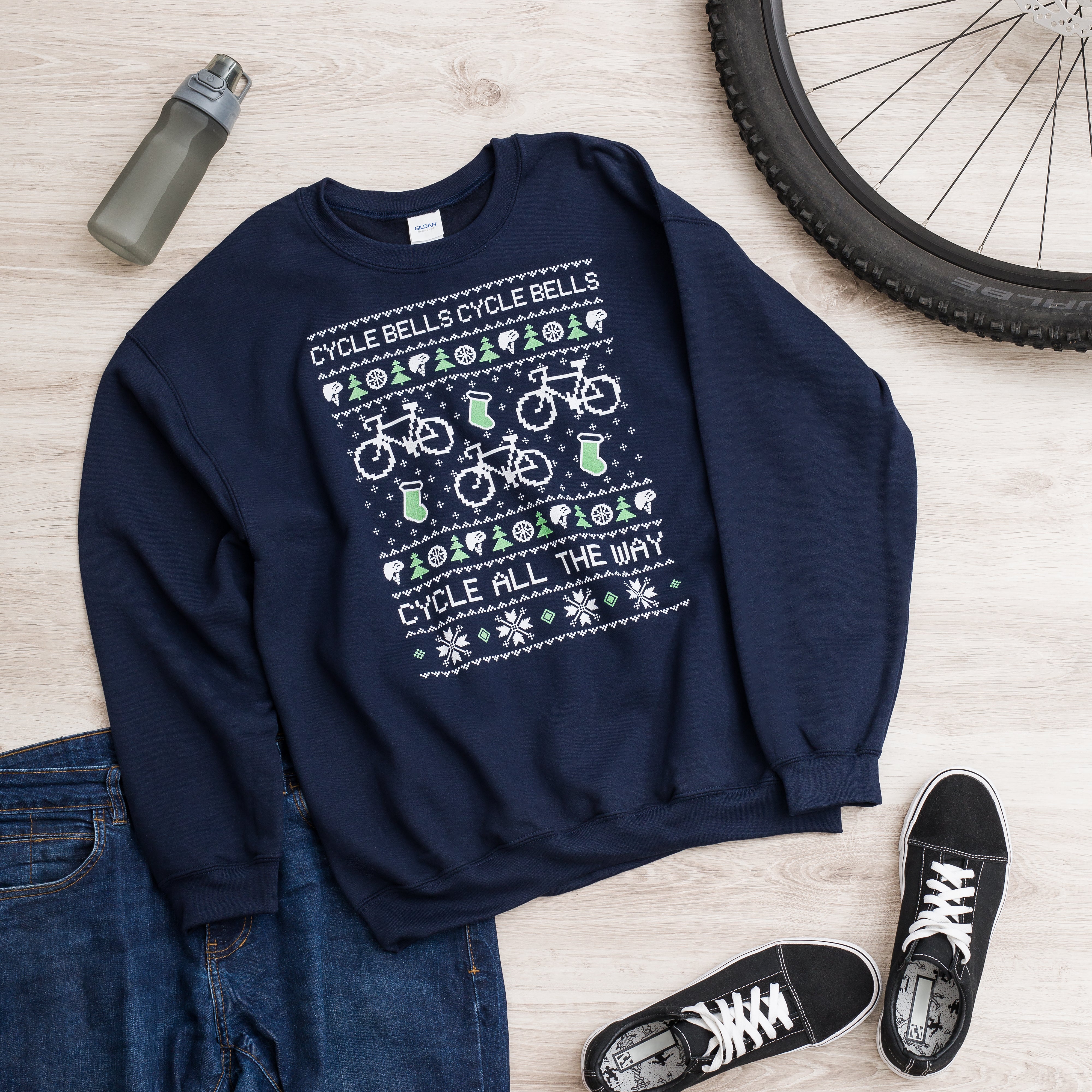 Navy Blue Cycling Christmas Sweater Jumper