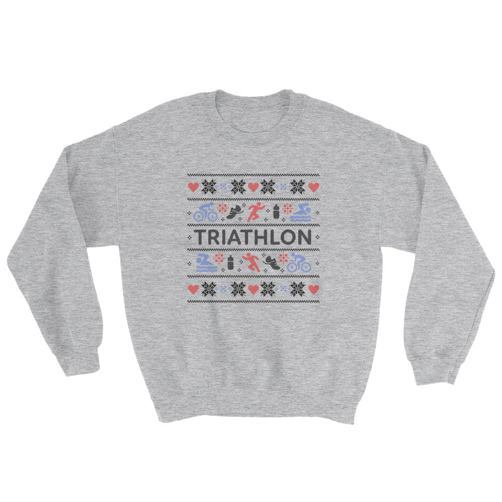 Triathlon Christmas Ugly Sweatshirt - Grey