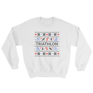 Triathlon Christmas Ugly Sweatshirt - White